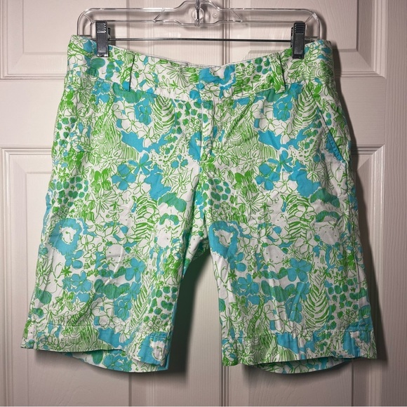 Lilly Pulitzer Pants - Lilly Pulitzer Mccallum Its A Zoo Green Blue Women's Chipper Shorts Size 4